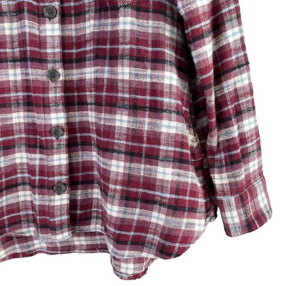 Madewell Flannel Sunday Oversized Shirt Mahaska Plaid Red Gray 100% Cotton Large - Picture 7 of 13